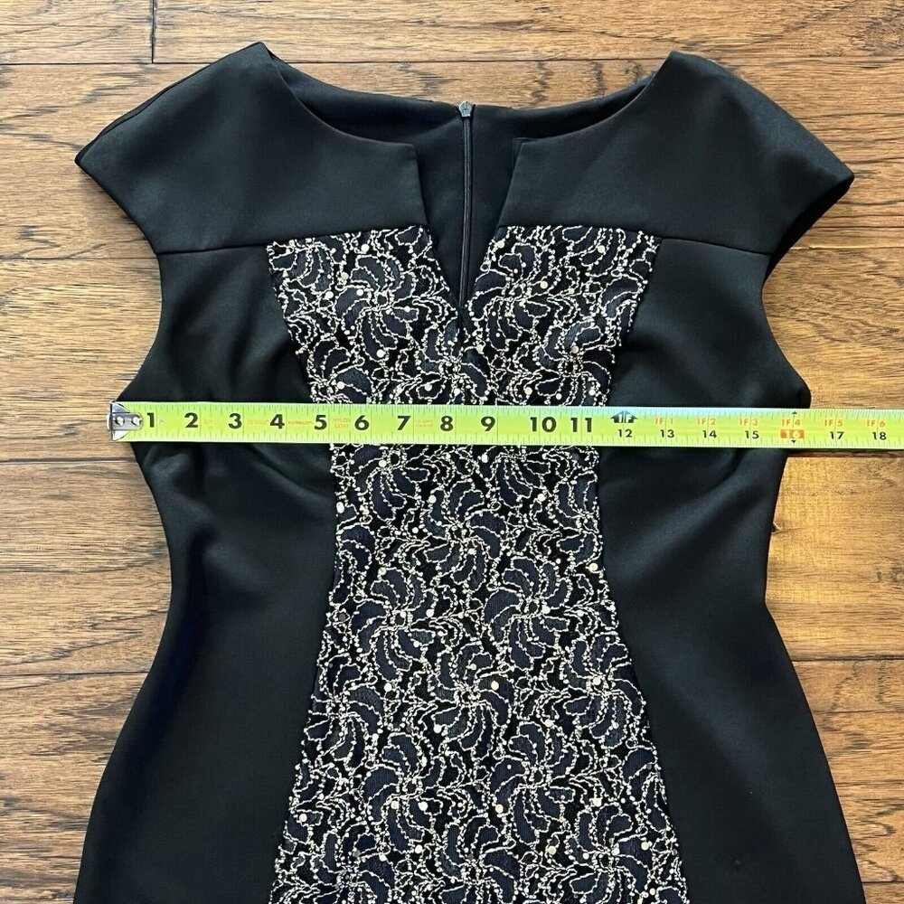 VTG Connected Apparel Women's Dress Size 6 Black Gold Midi Sheath Stretch - Picture 14 of 16